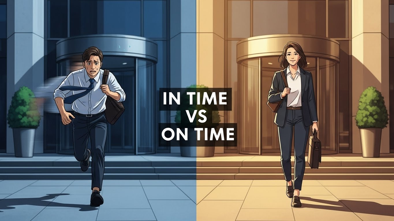in time vs on time english